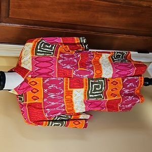 VINTAGE BOBBIE BROOKS BLOUSE LARGE 16/18 SHOULDER PADS RED PINK ORANGE GREEN L